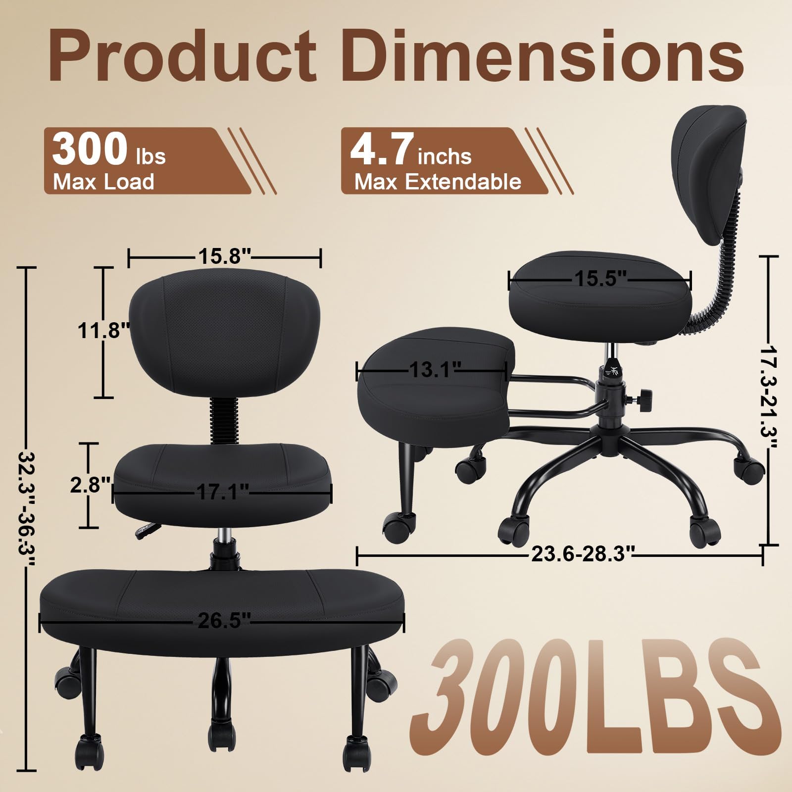 AreShark Cross Legged Office Chair with Wheels, Kneeling Meditation Wide Criss Cross Swivel Ergonomic Chair with Back Support&Adjustable Height, ADHD Stool with Rotating Footrest for Yoga Home Office