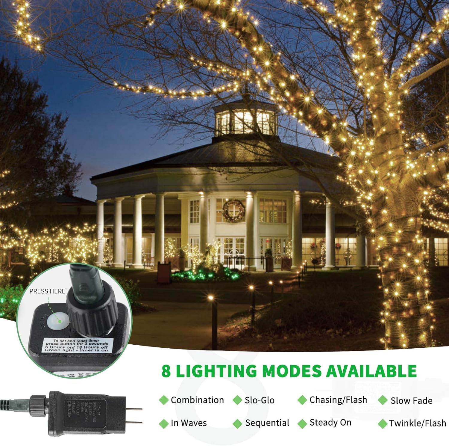 Tcamp 164FT 500 LED Christmas Lights